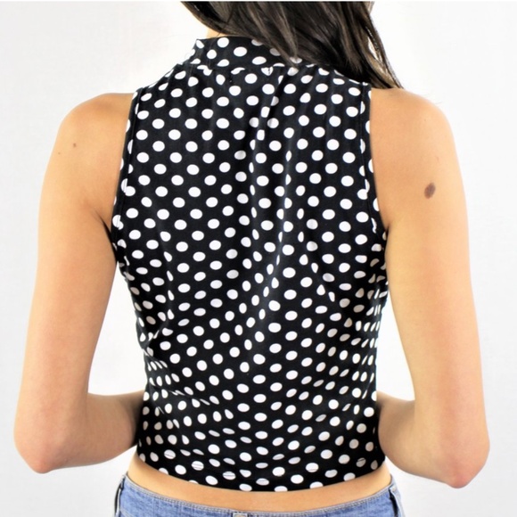 NWOT Polka Dot Sleeveless Cropped Top - Picture 2 of 5